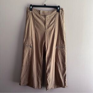 Vince. Linen Blend Cargo Cropped Pants Womens 6 Tan Brown Casual Minimalist